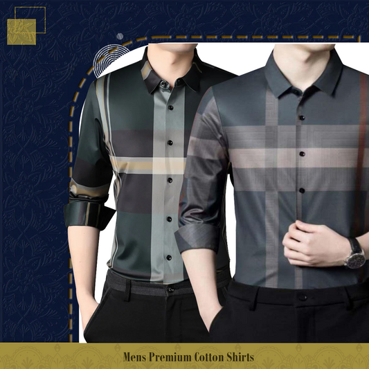 Men's Premium Cotton Shirts (NEW GREEN+BRG)