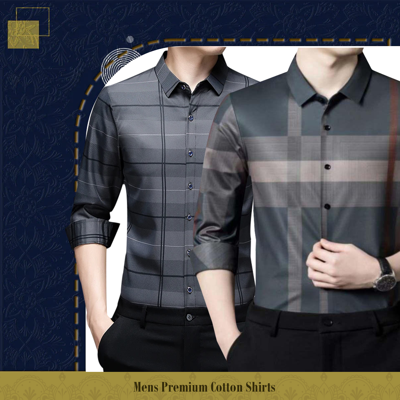 Men's Premium Cotton Shirts (SILVER L+BRG)