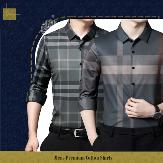 Men's Premium Cotton Shirts (GREEN CHECK+BRG)