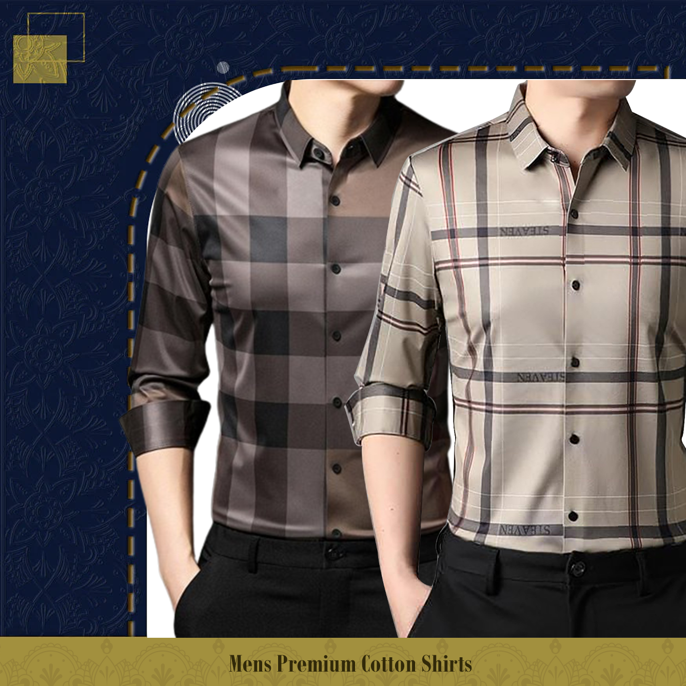 Men's Premium Cotton Shirts (BB Check + CREAM)