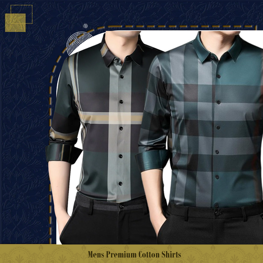 Men's Premium Cotton Shirts (NEW GREEN+PEACOCK)