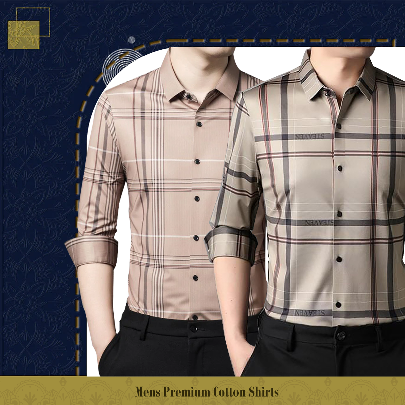 Men's Premium Cotton Shirts (PEACH 2+CREAM)