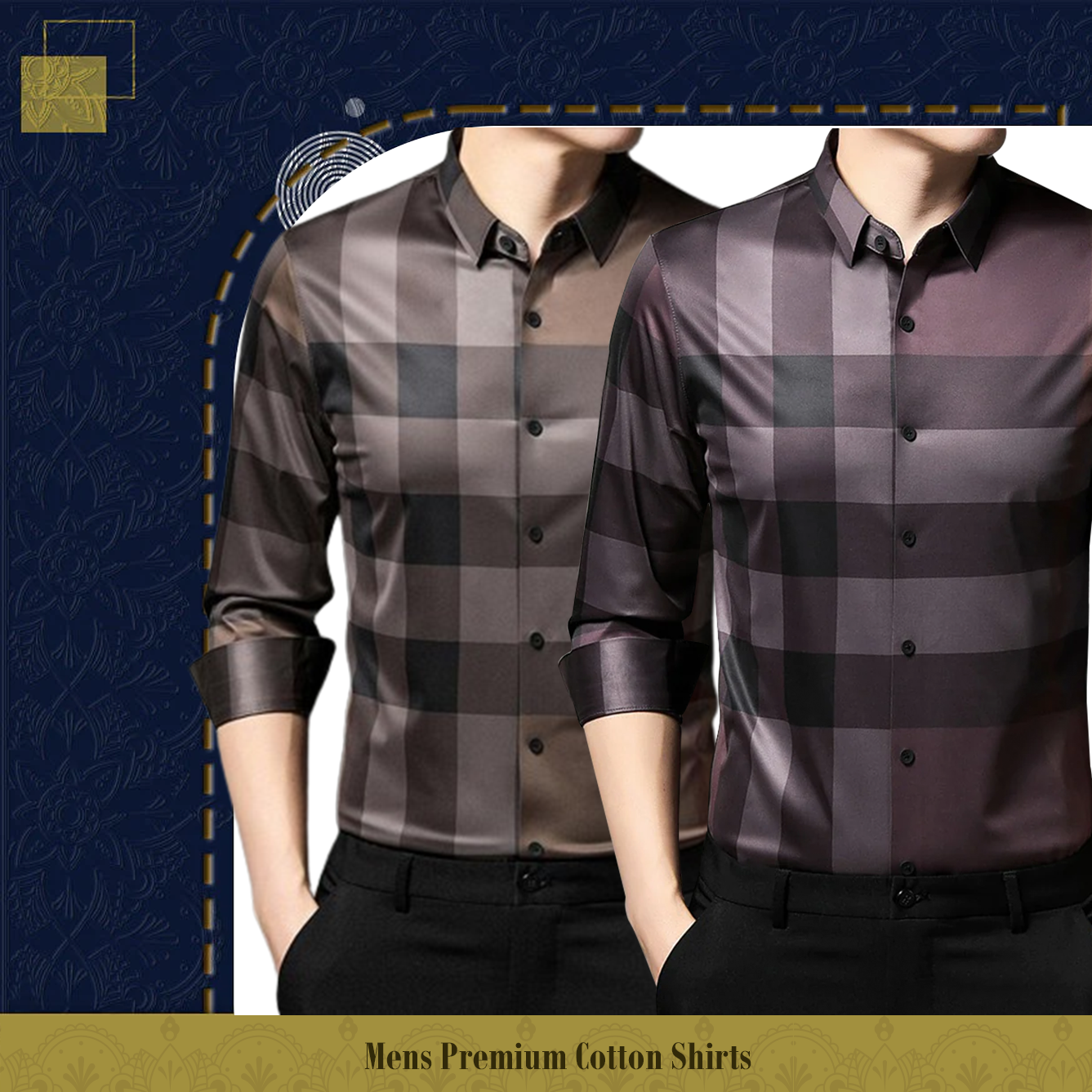 Men's Premium Cotton Shirts (BB Check + BB 2)