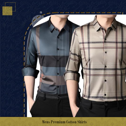 Men's Premium Cotton Shirts (BBB + CREAM)