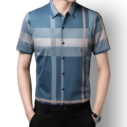 Half Sleeves Men's Cotton Check Shirt