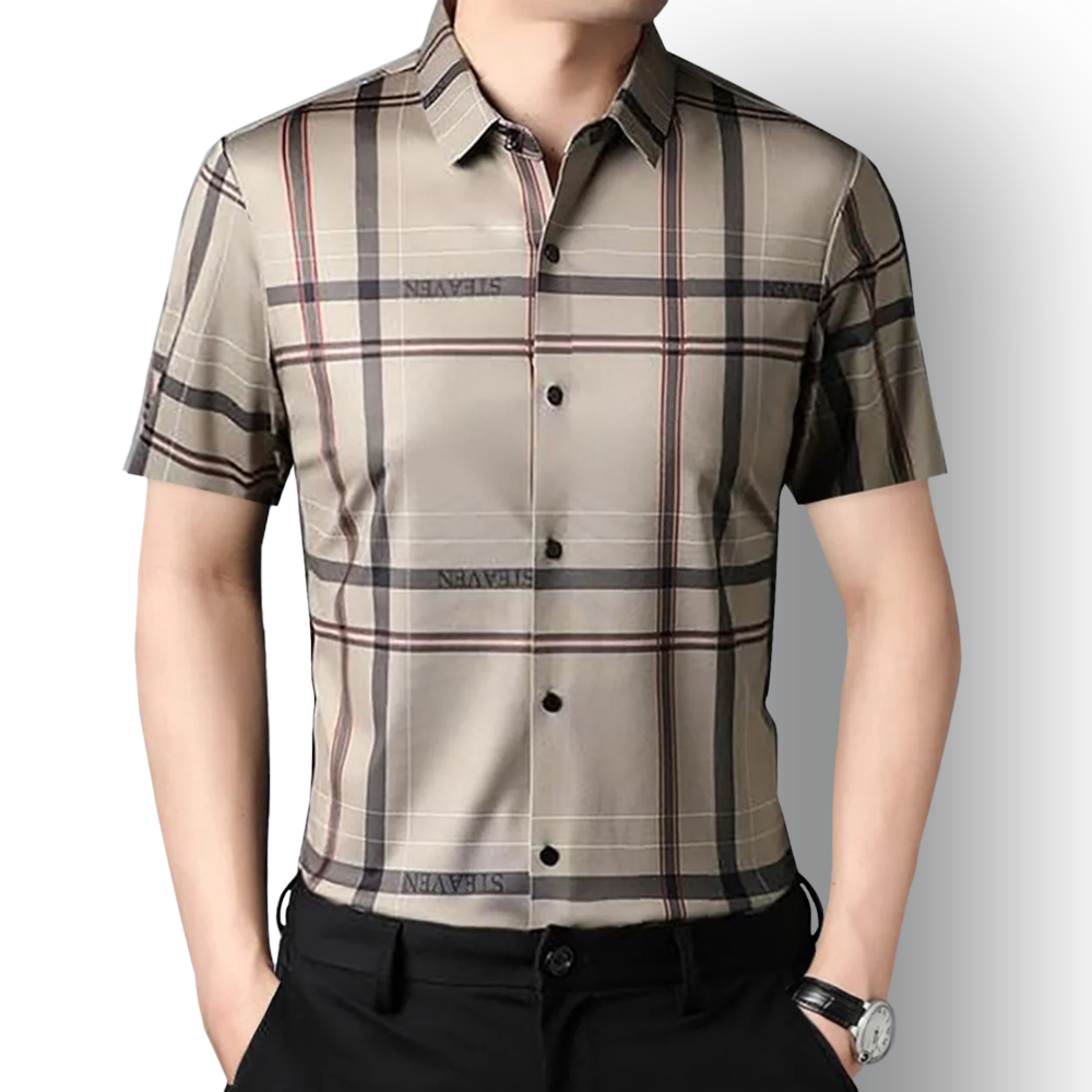 Half Sleeves Men's Cotton Check Shirt