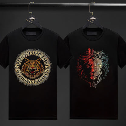 Pack Of 2 Luxury Cotton T-shirts (TIGER3+LION)