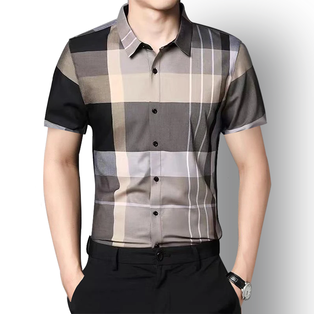 Half Sleeves Men's Cotton Check Shirt