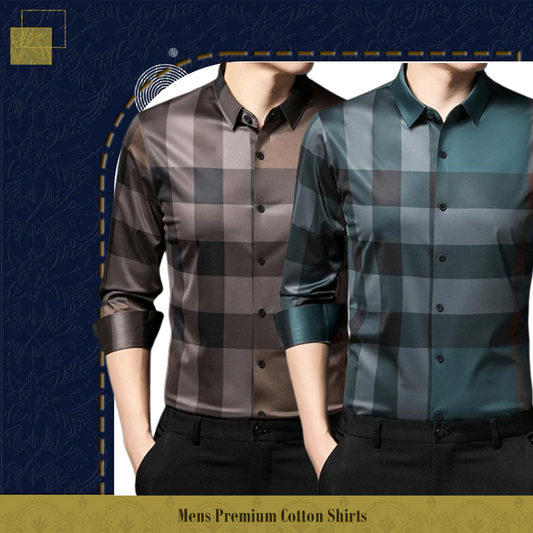 Men's Premium Cotton Shirts (BB Check + PEACOCK)