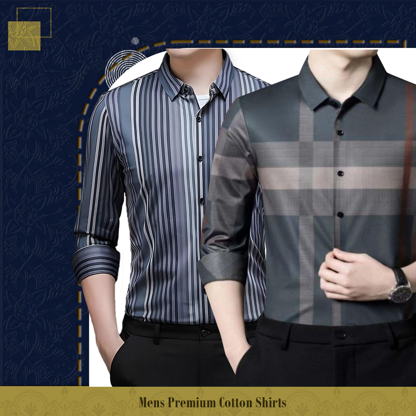 Men's Premium Cotton Shirts (BLUE LINE + BRG)