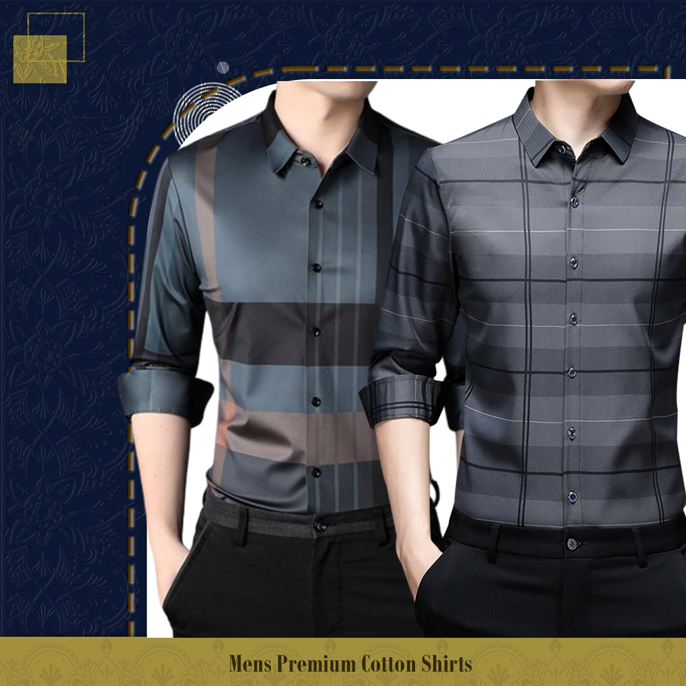 Men's Premium Cotton Shirts (BBB + SILVER L)