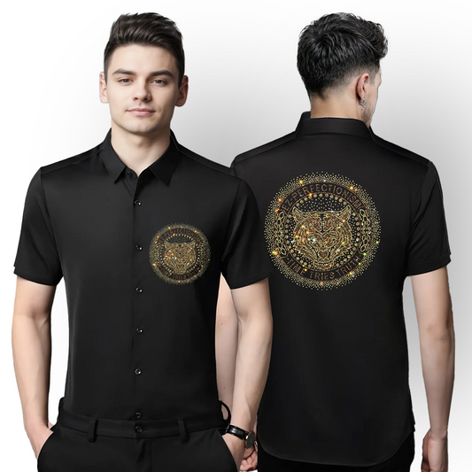 Men's Luxury Rhinestone Half Sleeve Shirt