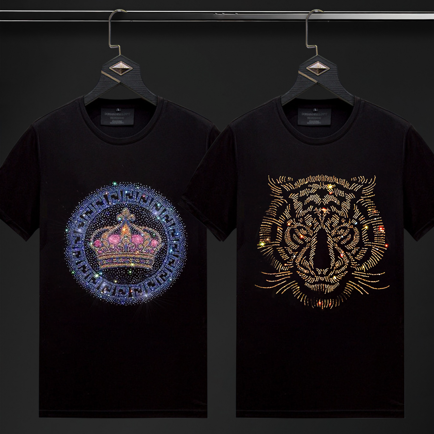 Pack Of 2 Luxury Cotton T-shirts (CROWN+TIGER 1)