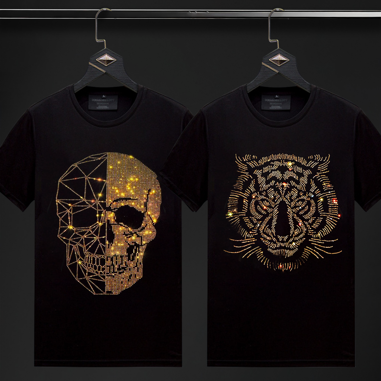 Pack Of 2 Luxury Cotton T-shirts (SKULL+TIGER 1)