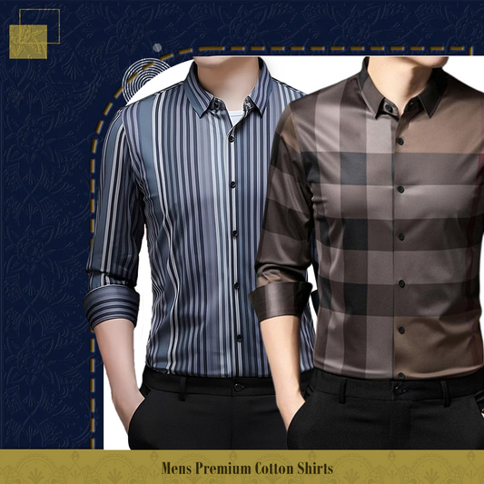 Men's Premium Cotton Shirts (BLUE LINE + BB CHECK)