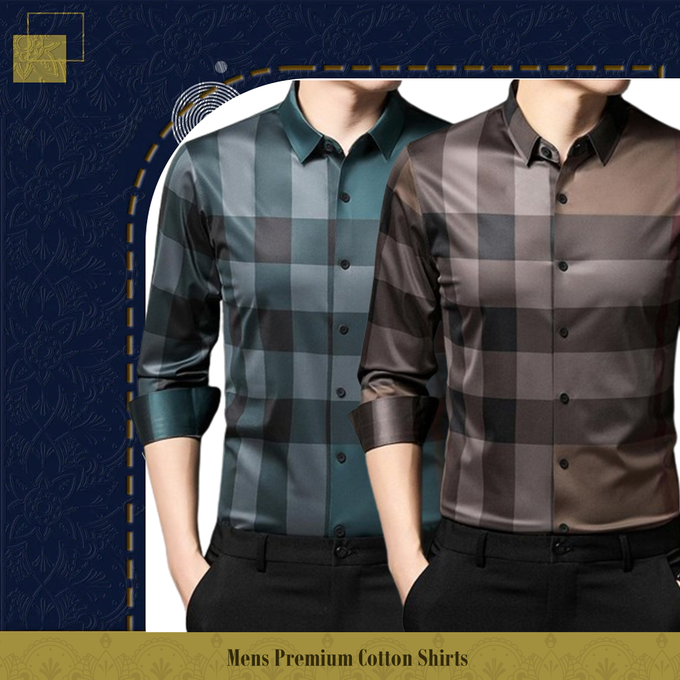 Men's Premium Cotton Shirts (PEACOCK+BB CHECK)