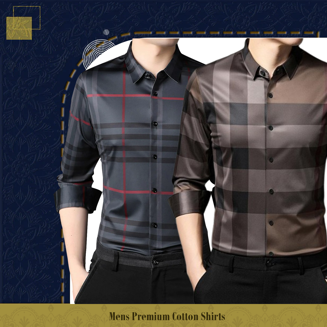 Men's Premium Cotton Shirts (GREY BOX+BB CHECK)