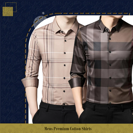 Men's Premium Cotton Shirts (PEACH 2+BB CHECK)