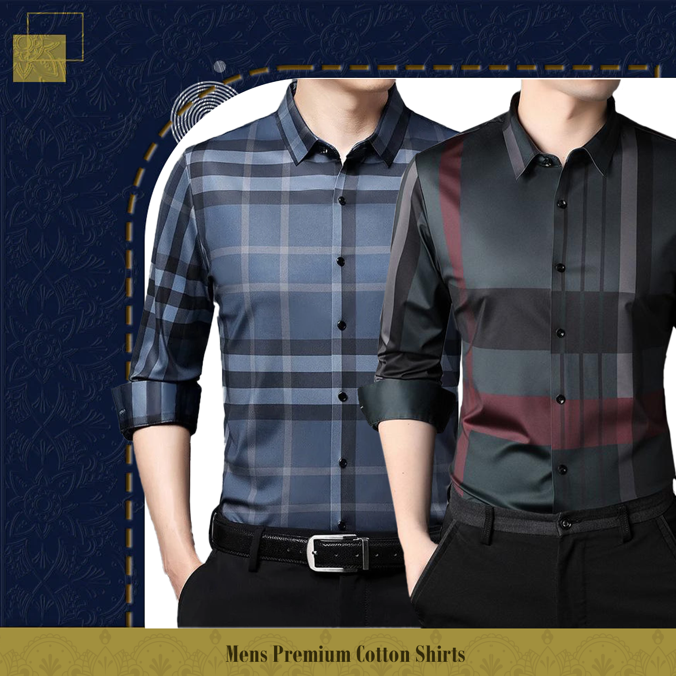 Men's Premium Cotton Shirts (BLUECHECK+ RBL)