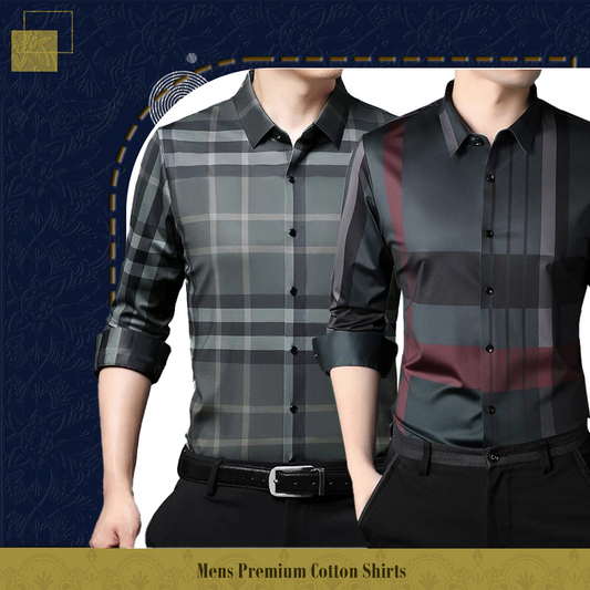 Men's Premium Cotton Shirts (GREEN CHECK+RBL)