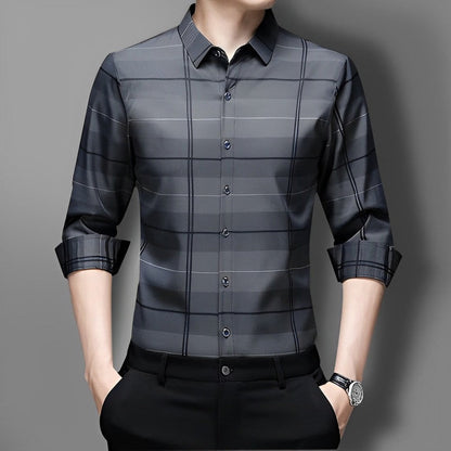 Men's Luxury Cotton Shirt (SILVER-L)