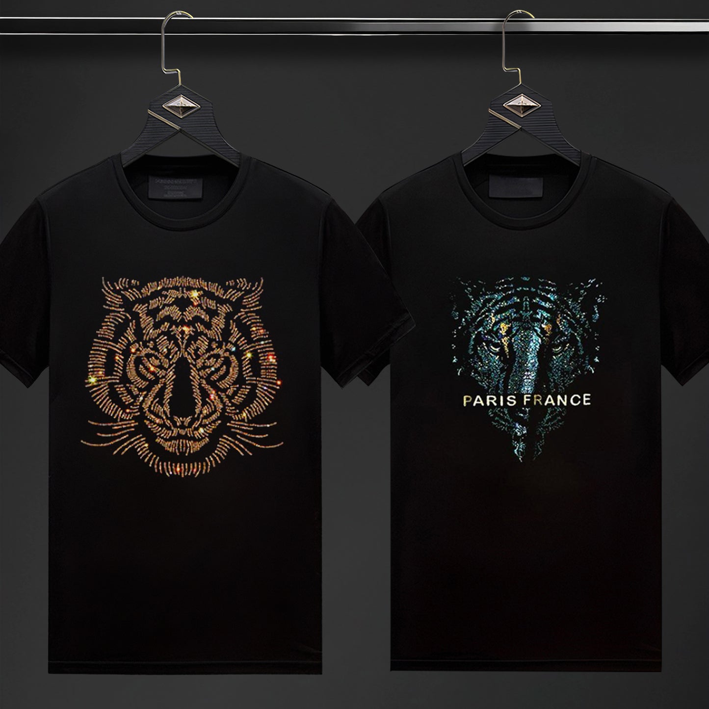 Pack Of 2 Luxury Cotton T-shirts (TIGER1+PARIS)