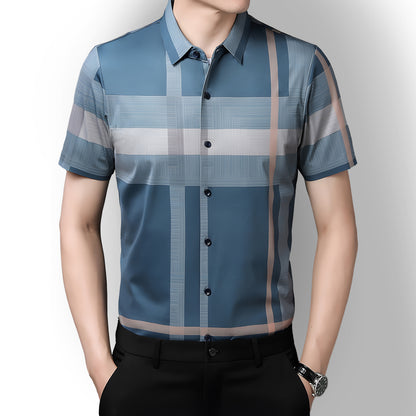 Half Sleeves Men's Cotton Check Shirt