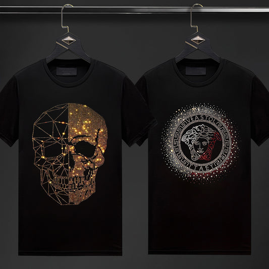 Pack Of 2 Luxury Cotton T-shirts (SKULL+RULER)