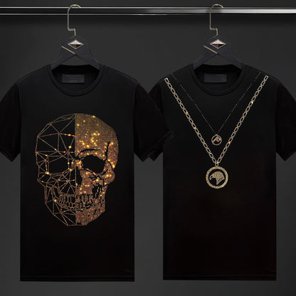 Pack Of 2 Luxury Cotton T-shirts (SKULL+FLOCK)