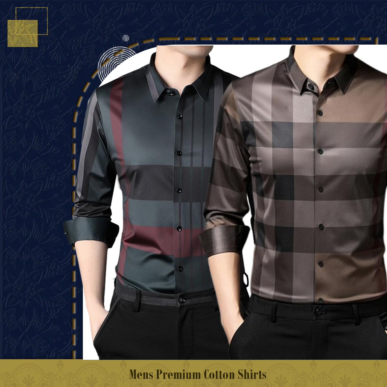 Men's Premium Cotton Shirts (RBL+BB CHECK)