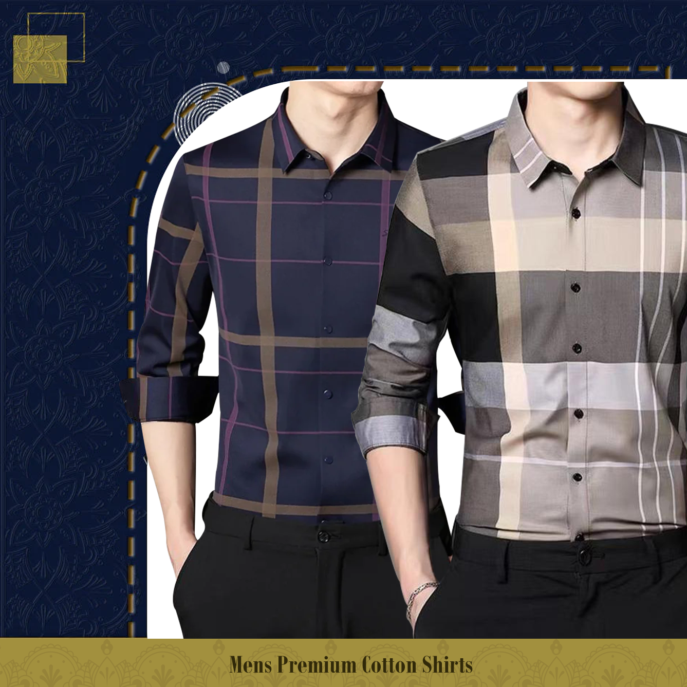 Men's Premium Cotton Shirts (PURPLE+CGL)