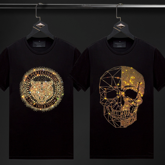 Pack Of 2 Luxury Cotton T-shirts (TIGER 2+SKULL)