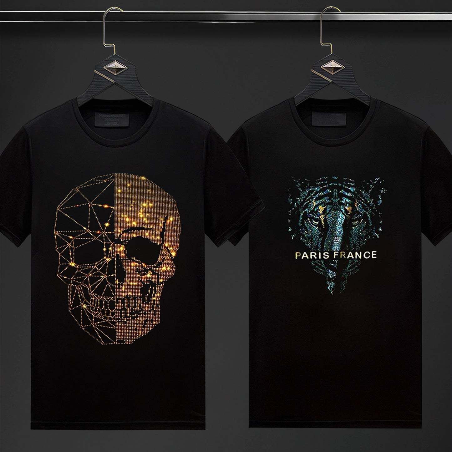 Pack Of 2 Luxury Cotton T-shirts (SKULL+PARIS)