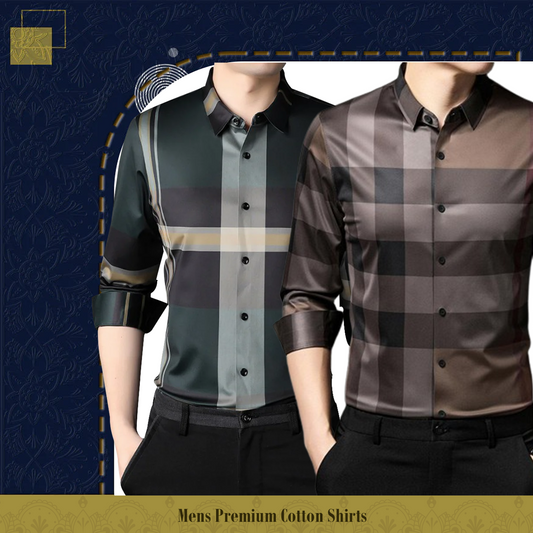 Men's Premium Cotton Shirts (NEW GREEN+BB CHECK)