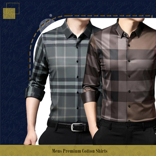 Men's Premium Cotton Shirts (GREEN CHECK+BB CHECK)