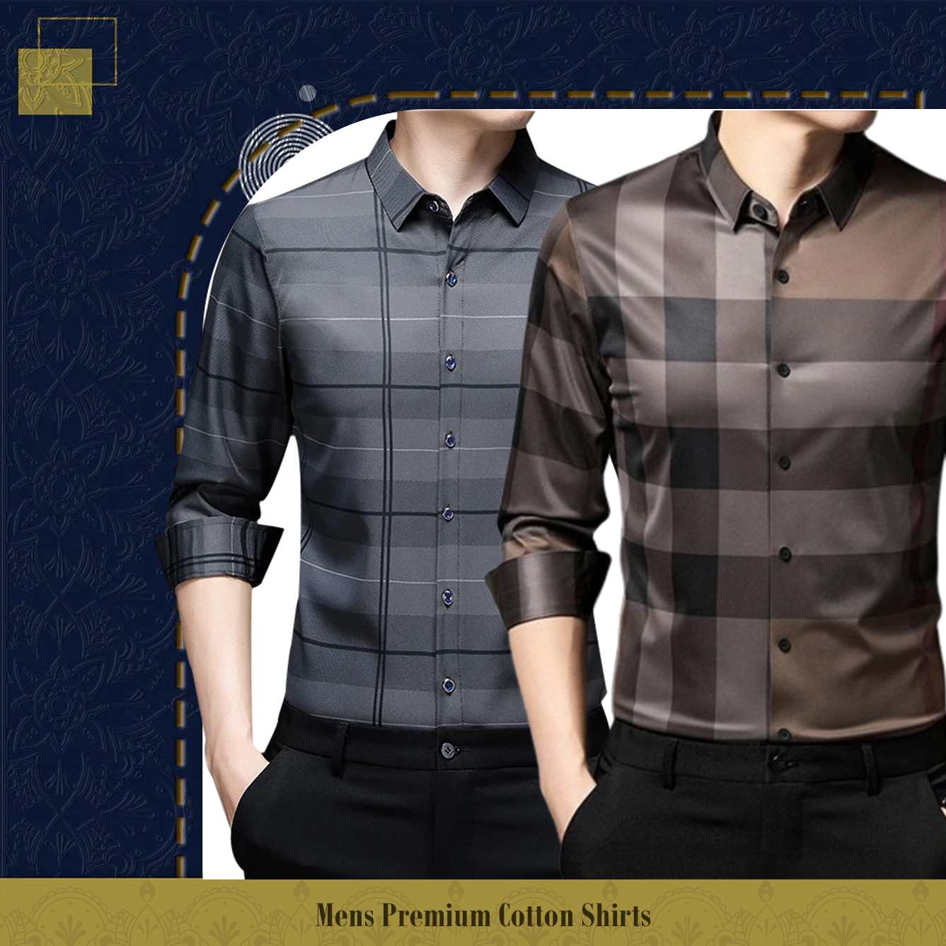 Men's Premium Cotton Shirts (SILVER L+BB CHECK)