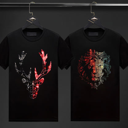 Pack Of 2 Luxury Cotton T-shirts (DEER+LION)