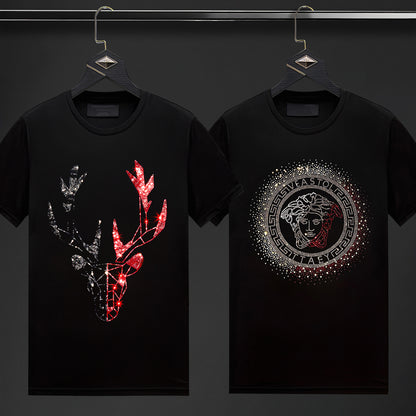 Pack Of 2 Luxury Cotton T-shirts (DEER+RULER)