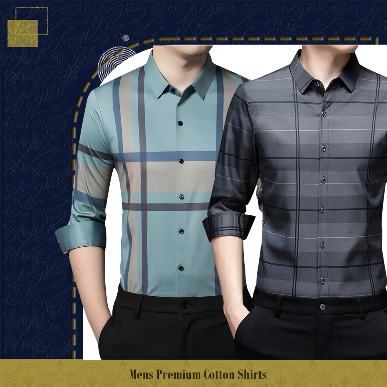 Men's Premium Cotton Shirts (GC 2+SILVER L)