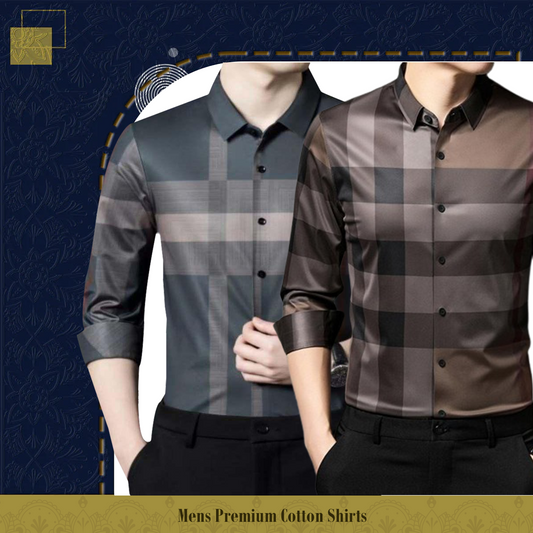 Men's Premium Cotton Shirts (BRG+BB_CHECK)