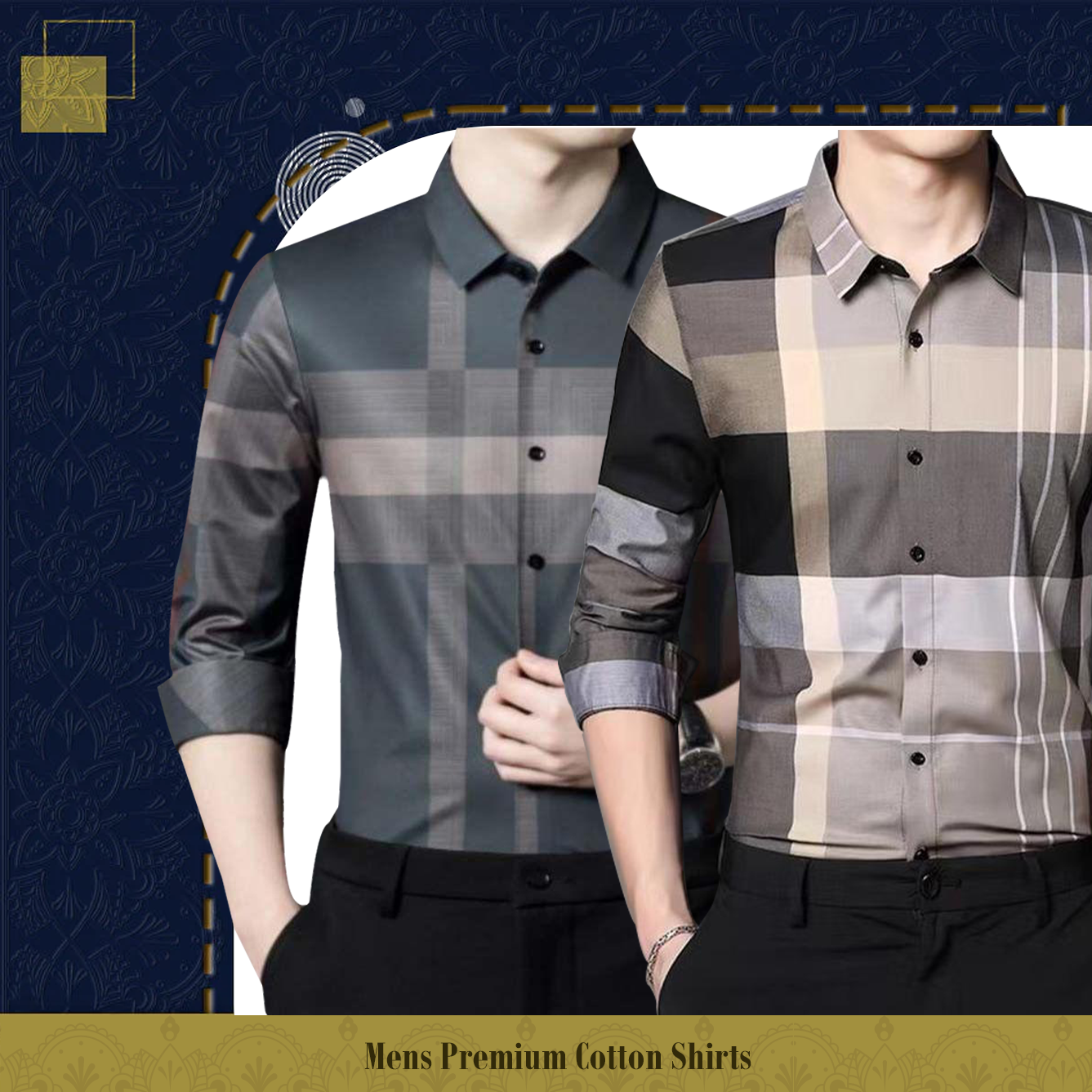 Men's Premium Cotton Shirts (BRG+CGL)