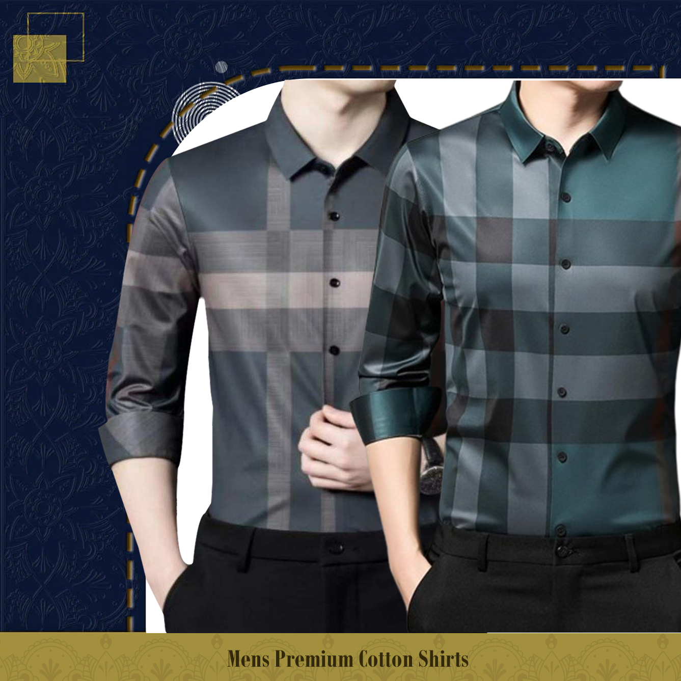 Men's Premium Cotton Shirts (BRG+PEACOCK)