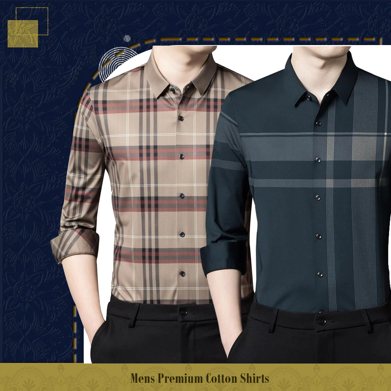 Men's Premium Cotton Shirts (BROWN_BOX+DGC)