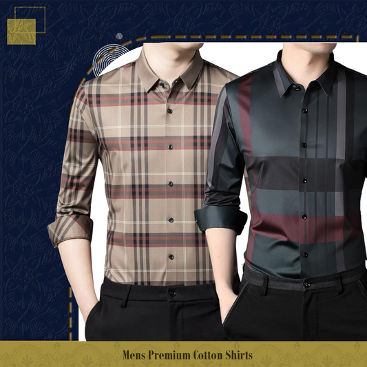 Men's Premium Cotton Shirts (BROWN_BOX+RBL)