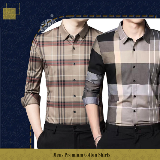 Men's Premium Cotton Shirts (BROWN_BOX+CGL)