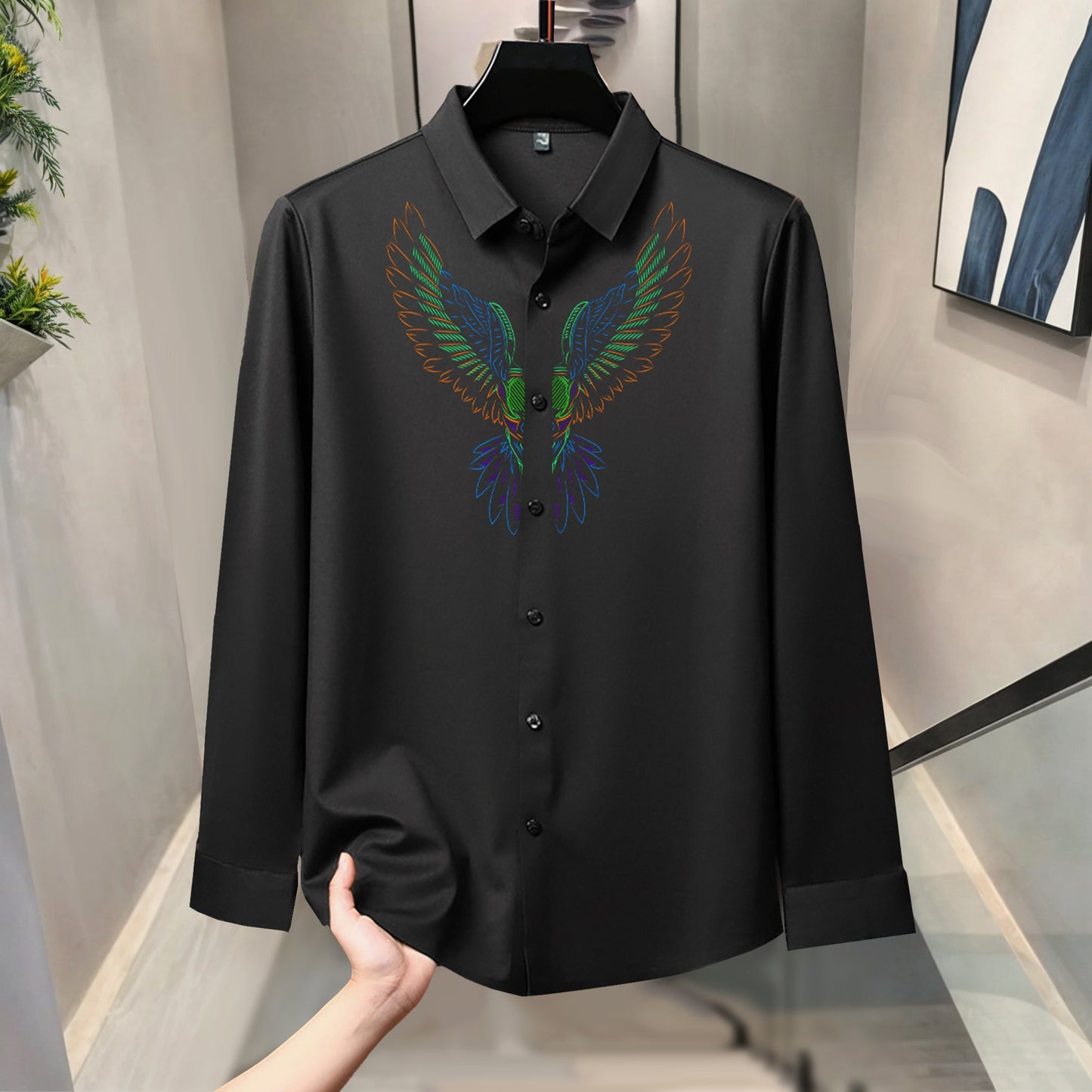 Luxury Design Black Printed Cotton Shirt (NP-02)