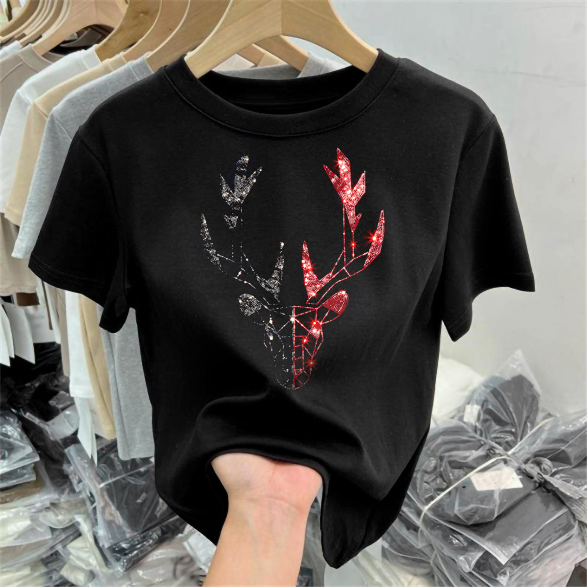 Women Luxury Cotton T-Shirts (DEER)