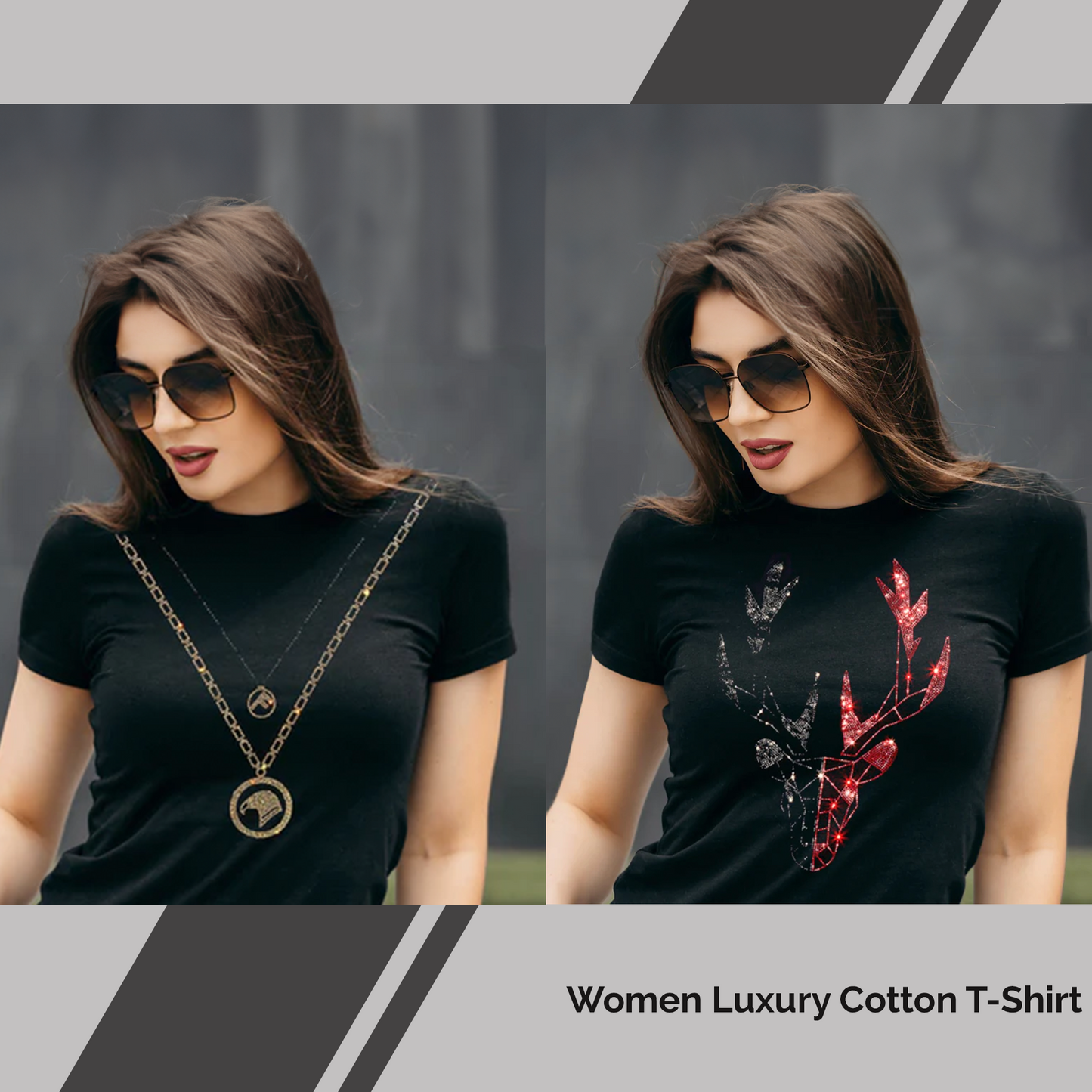 Pack of 2 Women's Luxury Cotton T-Shirts (FLOCK+DEER)