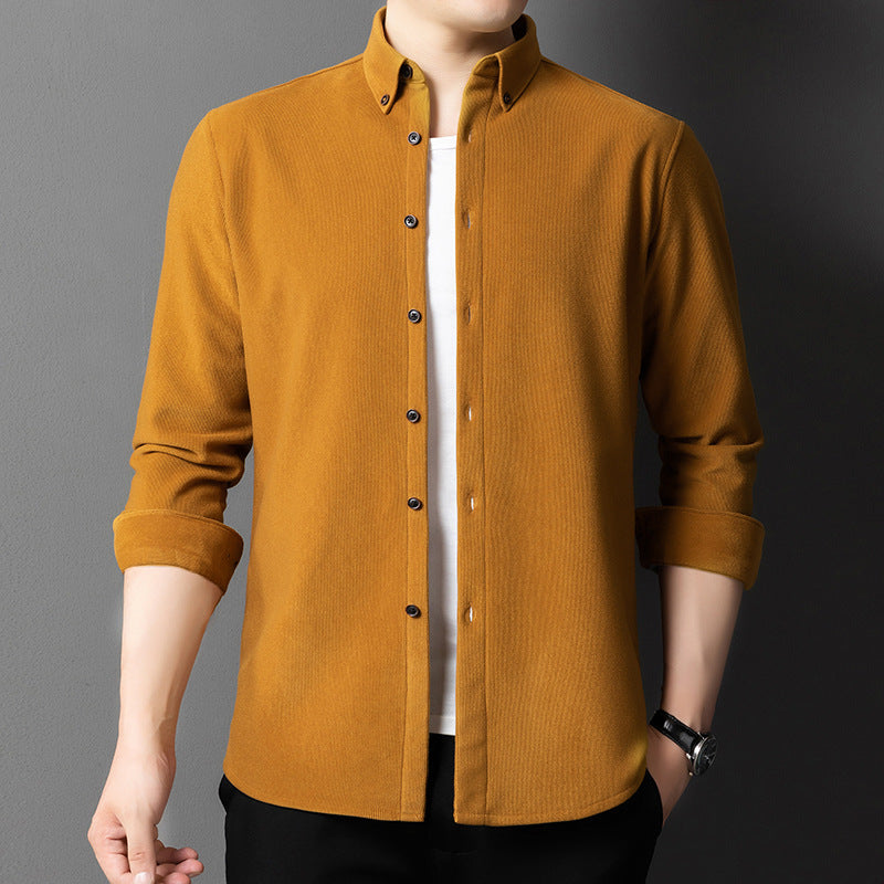 Men's Corduroy Cotton Shirts (Ginger Yellow)