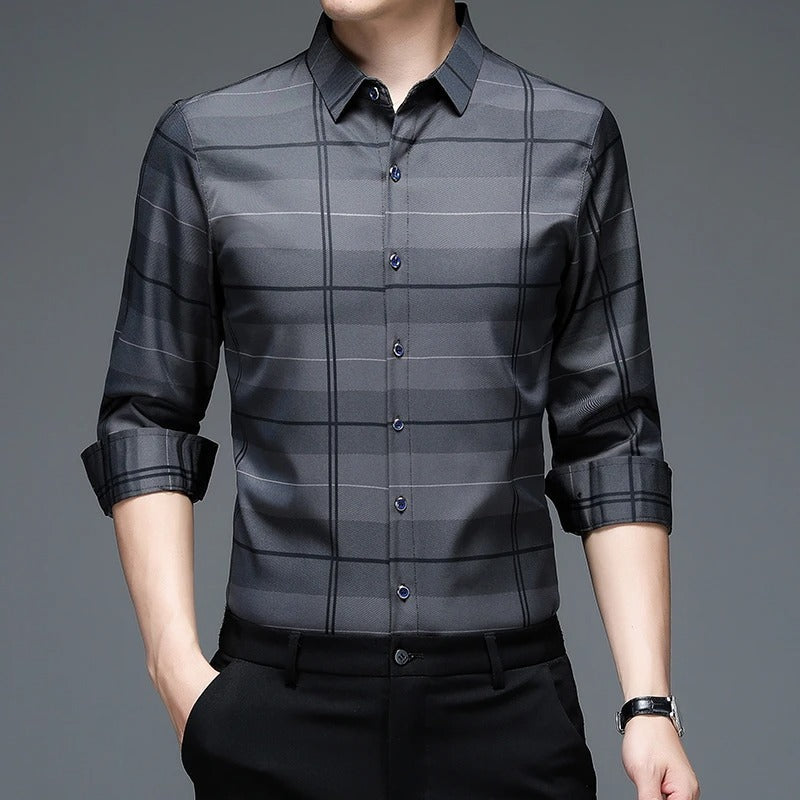 Men's Luxury Cotton Shirt (SILVER-L)